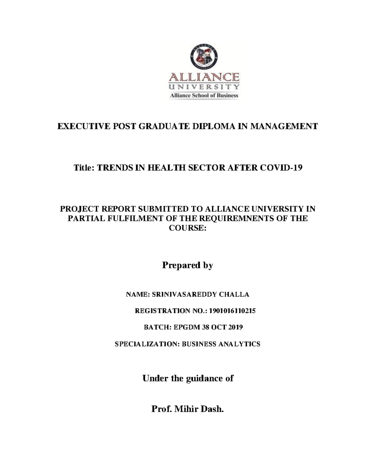 Epgdm-OCT2019-CSrinivasa Reddy-1901016110215 Project Report ...