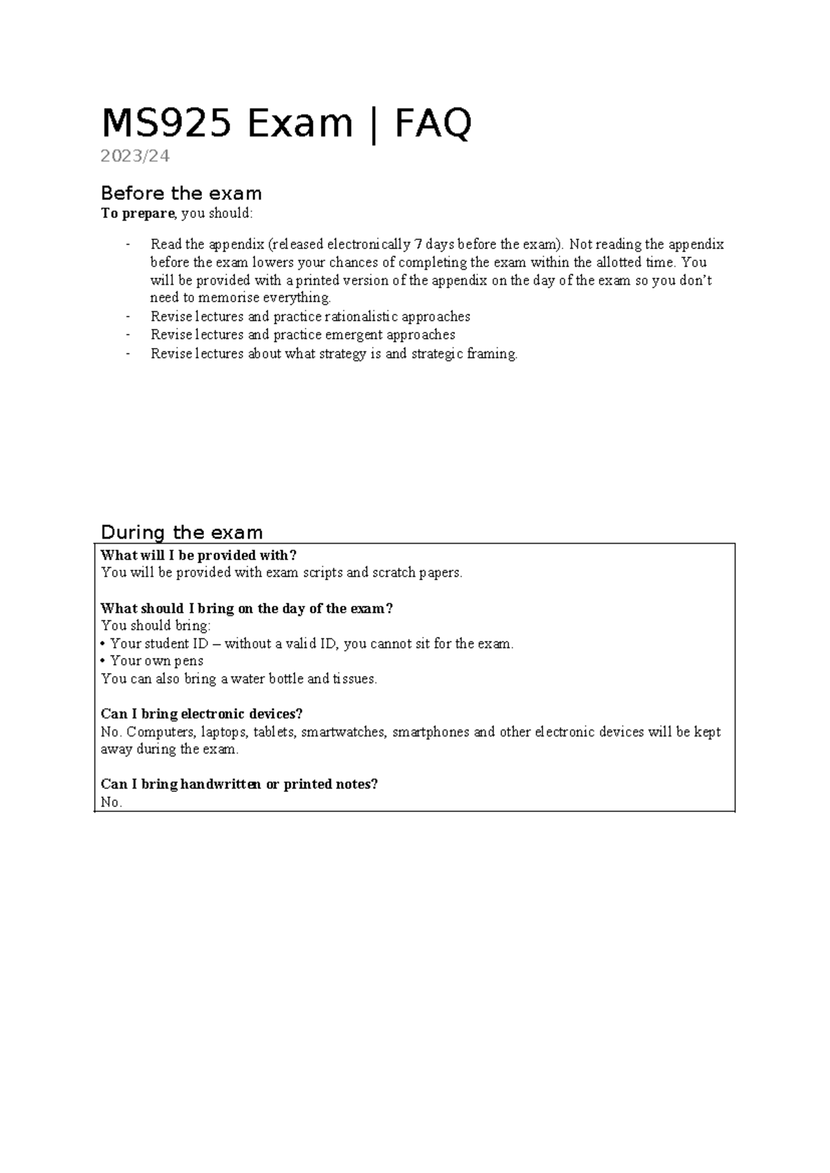 2024-04 MS925 EXAM FAQ - MS925 Exam | FAQ 2023/ Before the exam To ...