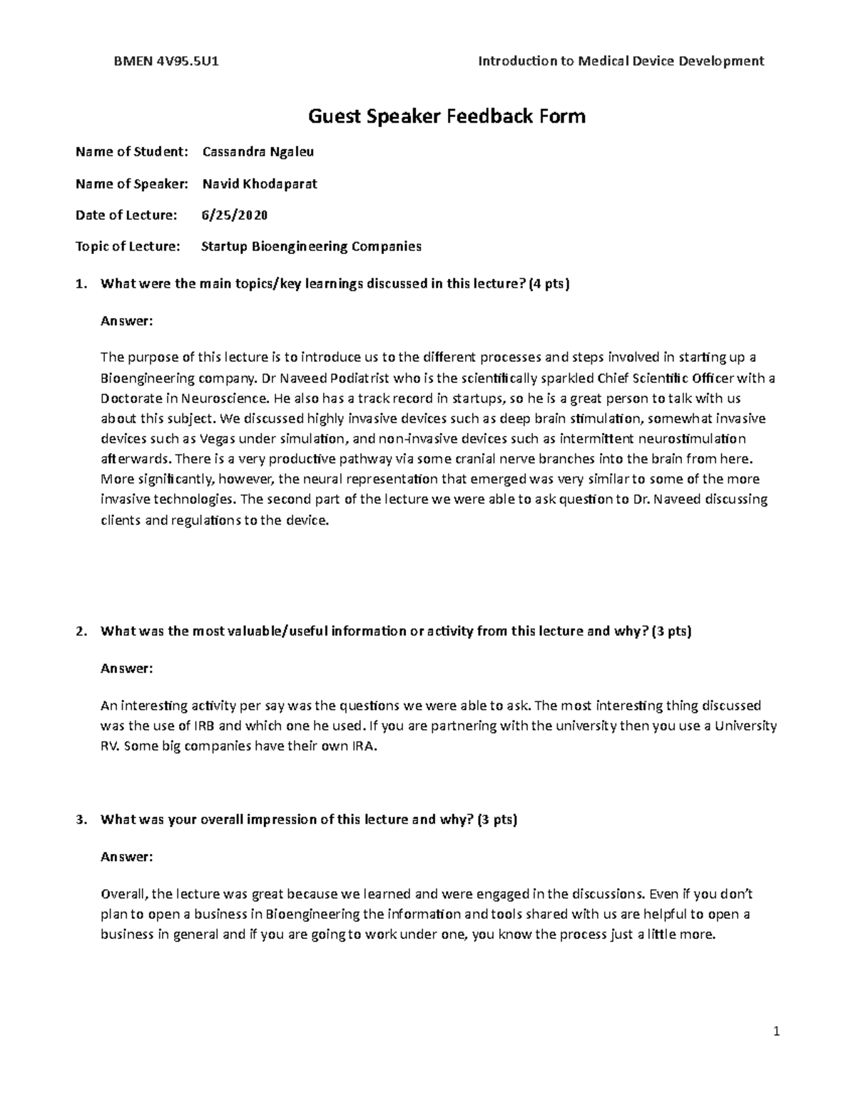 06.25 FF Startup Bioengineering Companies - BMEN 4V95 Introduction to ...
