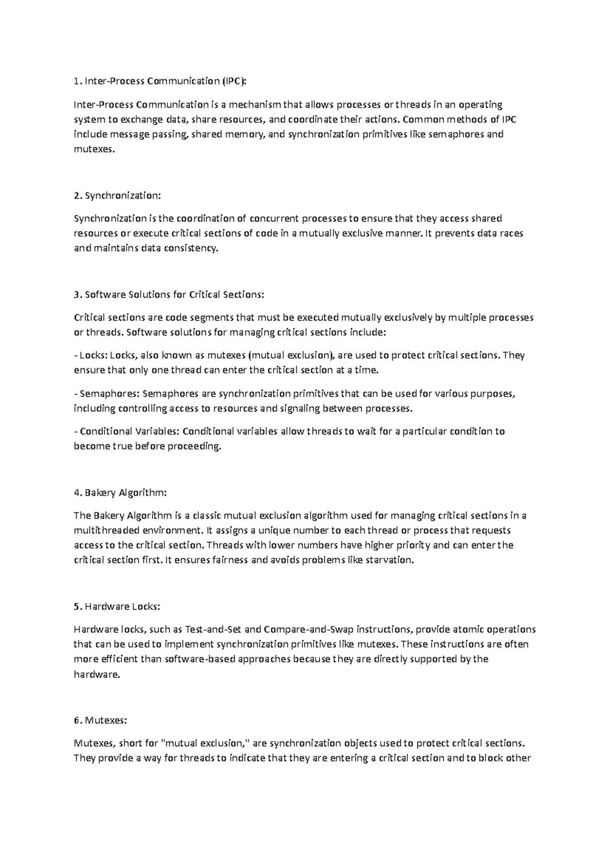 WEEK 6 Synchronization - Inter-Process Communication (IPC): Inter ...