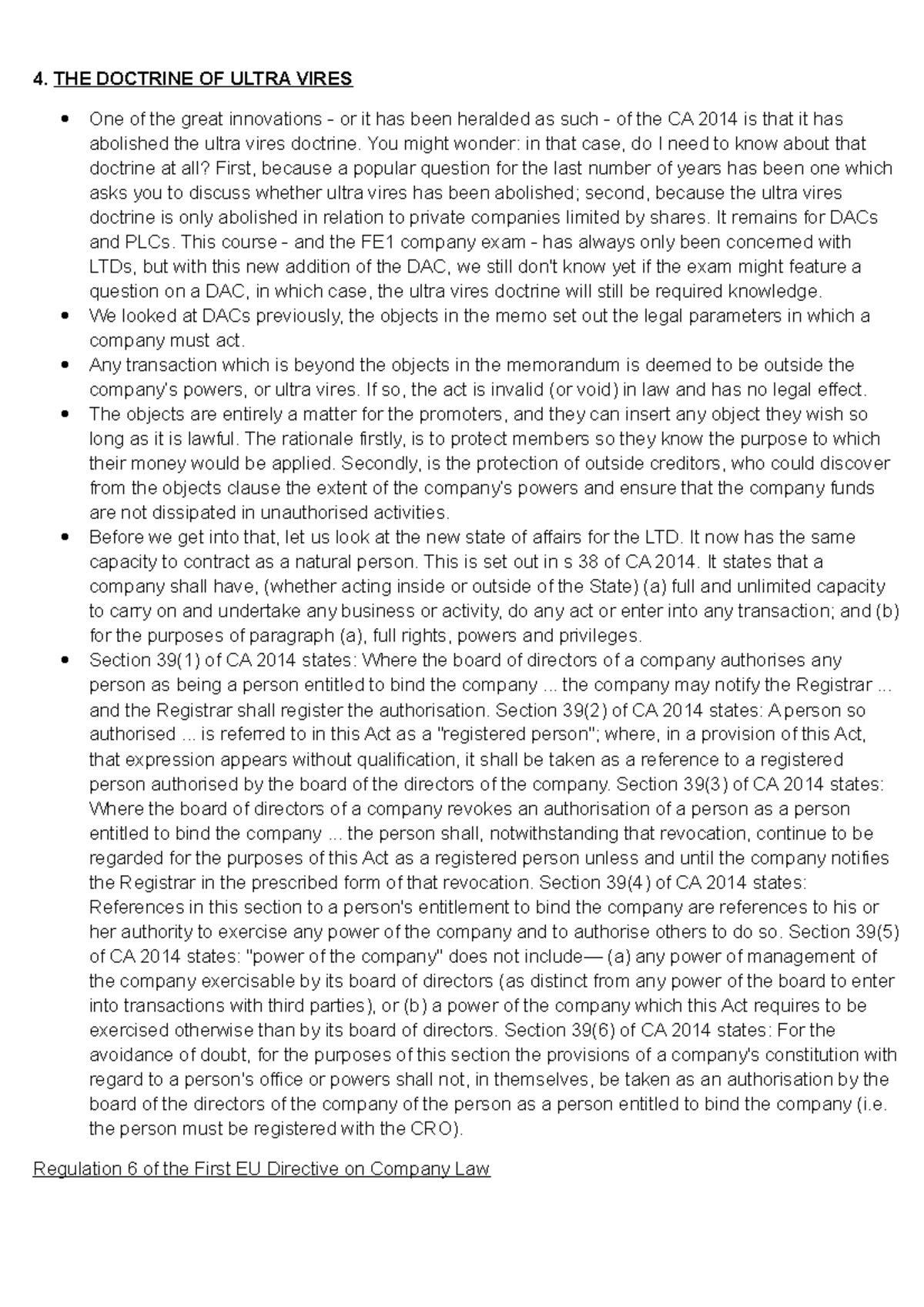 4 The Doctrine Of Ultra Vires - 4. THE DOCTRINE OF ULTRA VIRES One Of ...