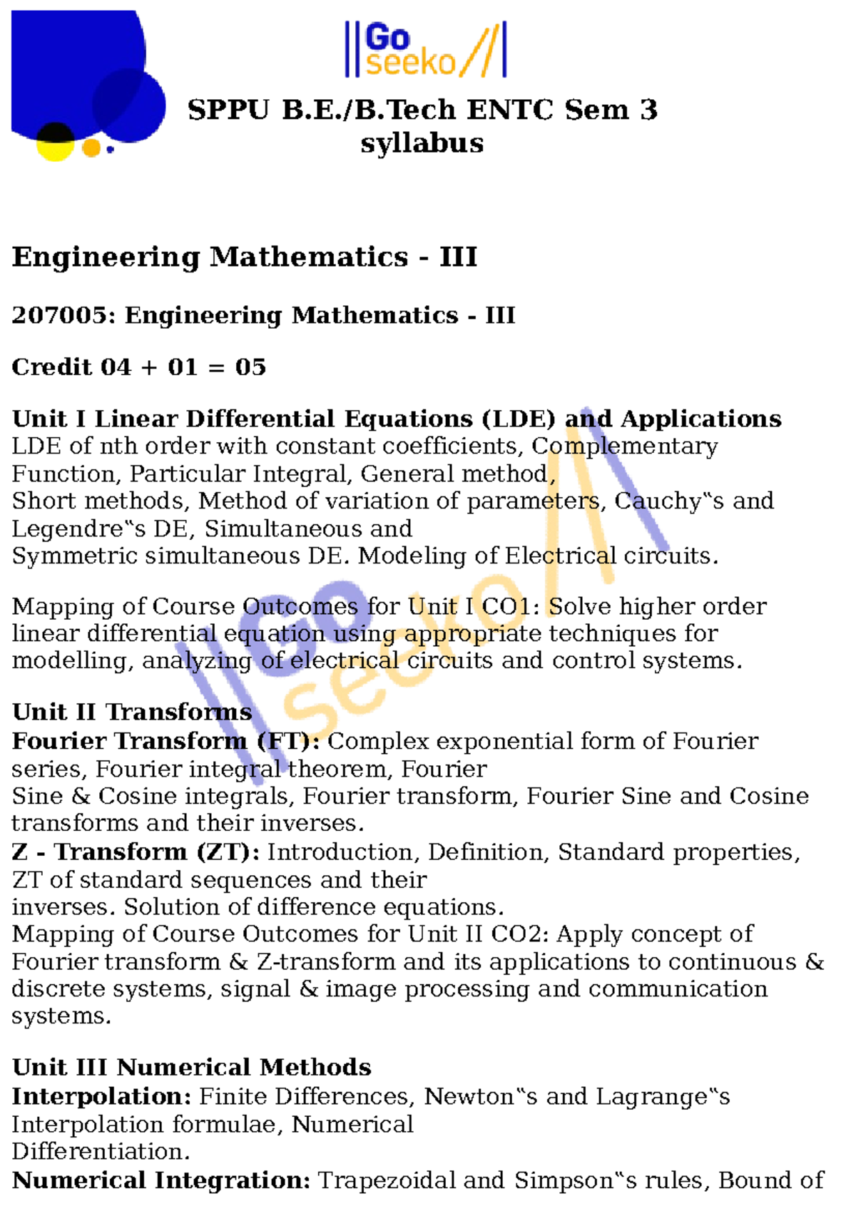 ENTC Sem 3 syllabus - SPPU B.E./B ENTC Sem 3 syllabus Engineering ...
