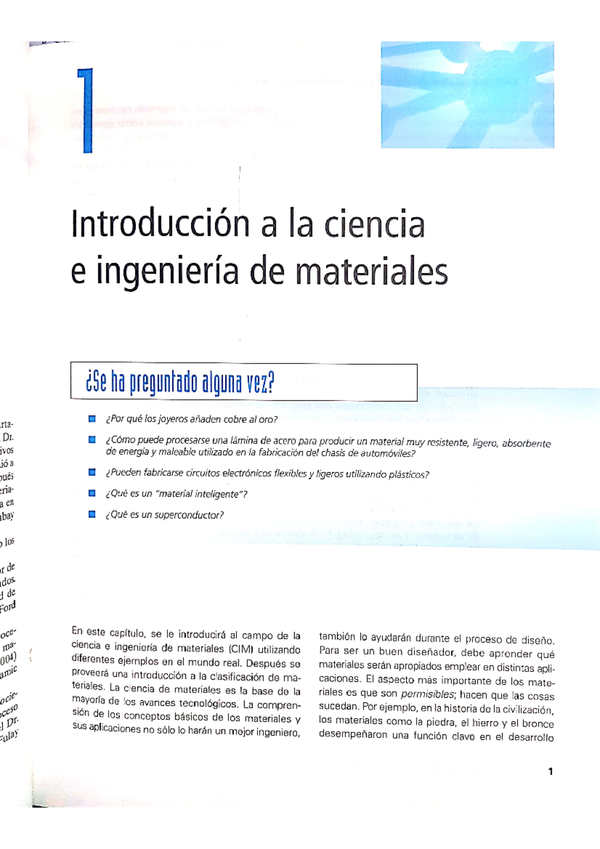 Unidad 1. Primera Parte. Introducciòn A La Ciencia E Ingenieria De Los ...