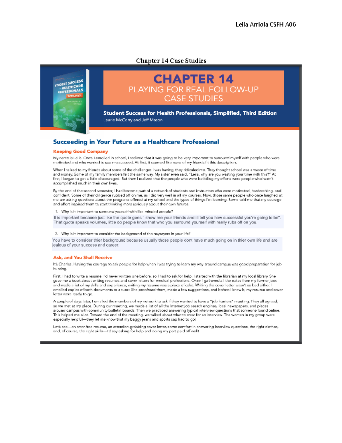 Ch14hw - Chapter 14 Homework Binder, Case Studies, Case Studies ...