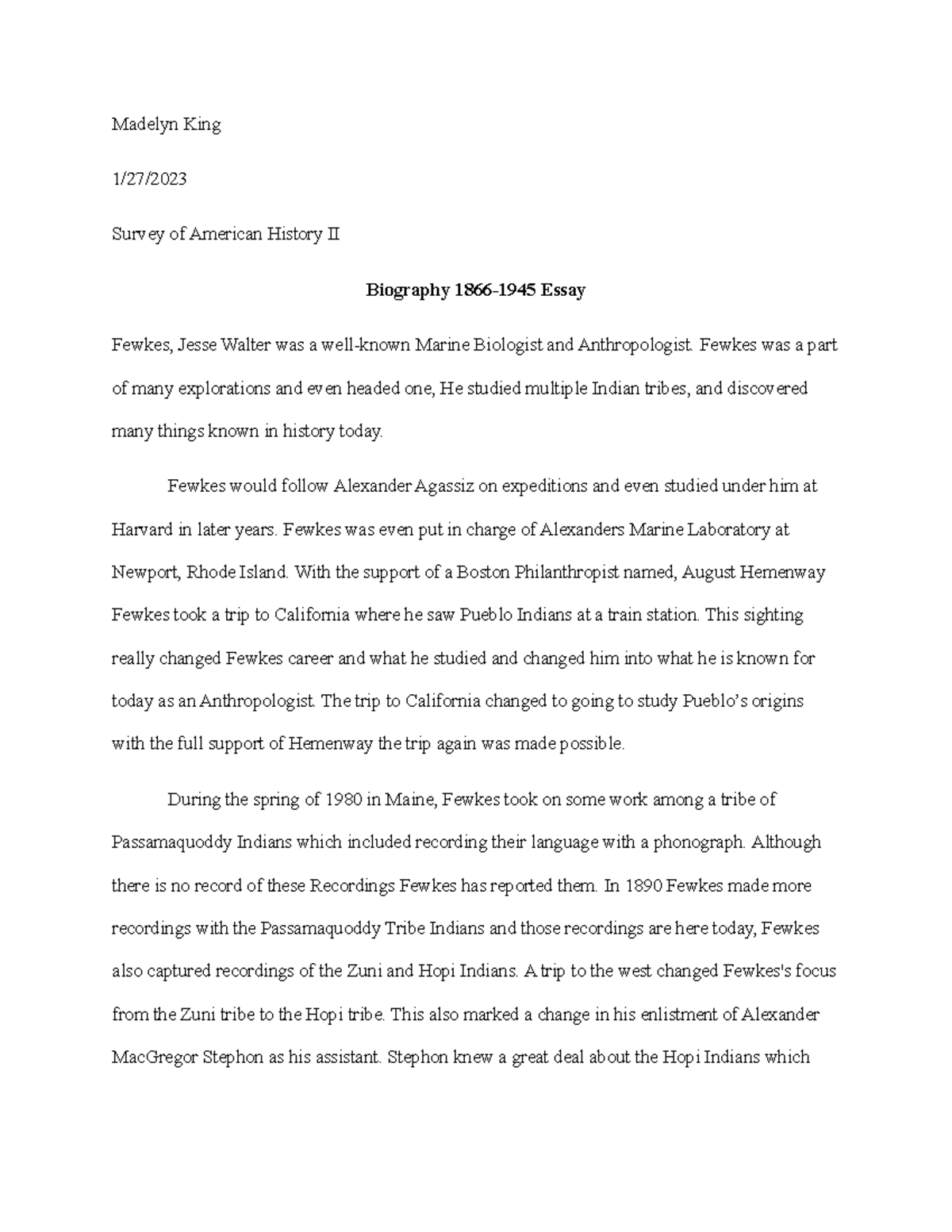 historical biography essay