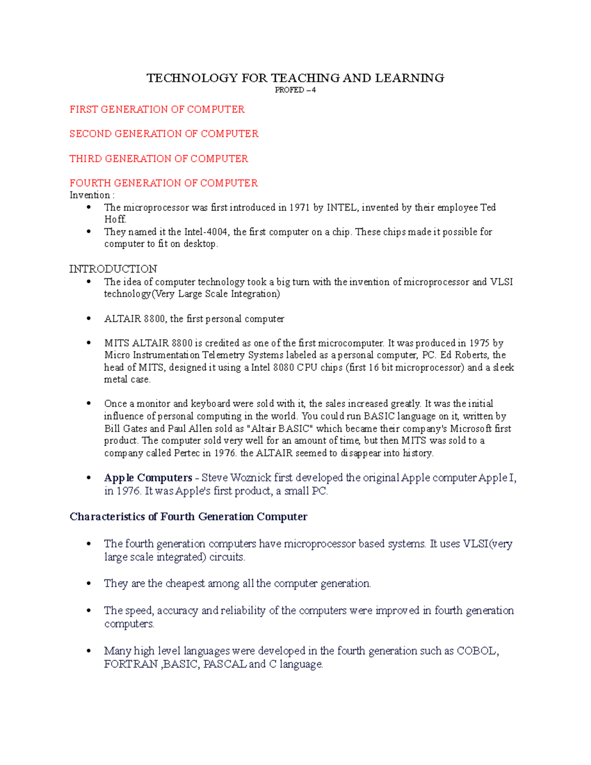 Profed 4- Lecturenotes - TECHNOLOGY FOR TEACHING AND LEARNING PROFED ...