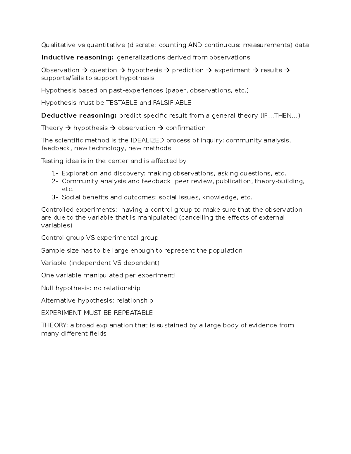 Preparation for Scientific Method test - Qualitative vs quantitative ...