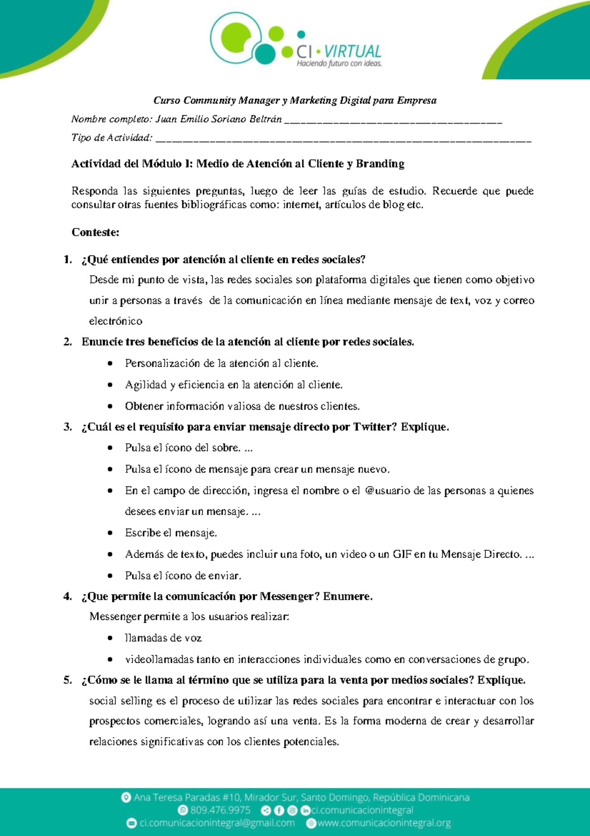 Actividad del Módulo I - definicion del modulo de otra manera. - Curso ...