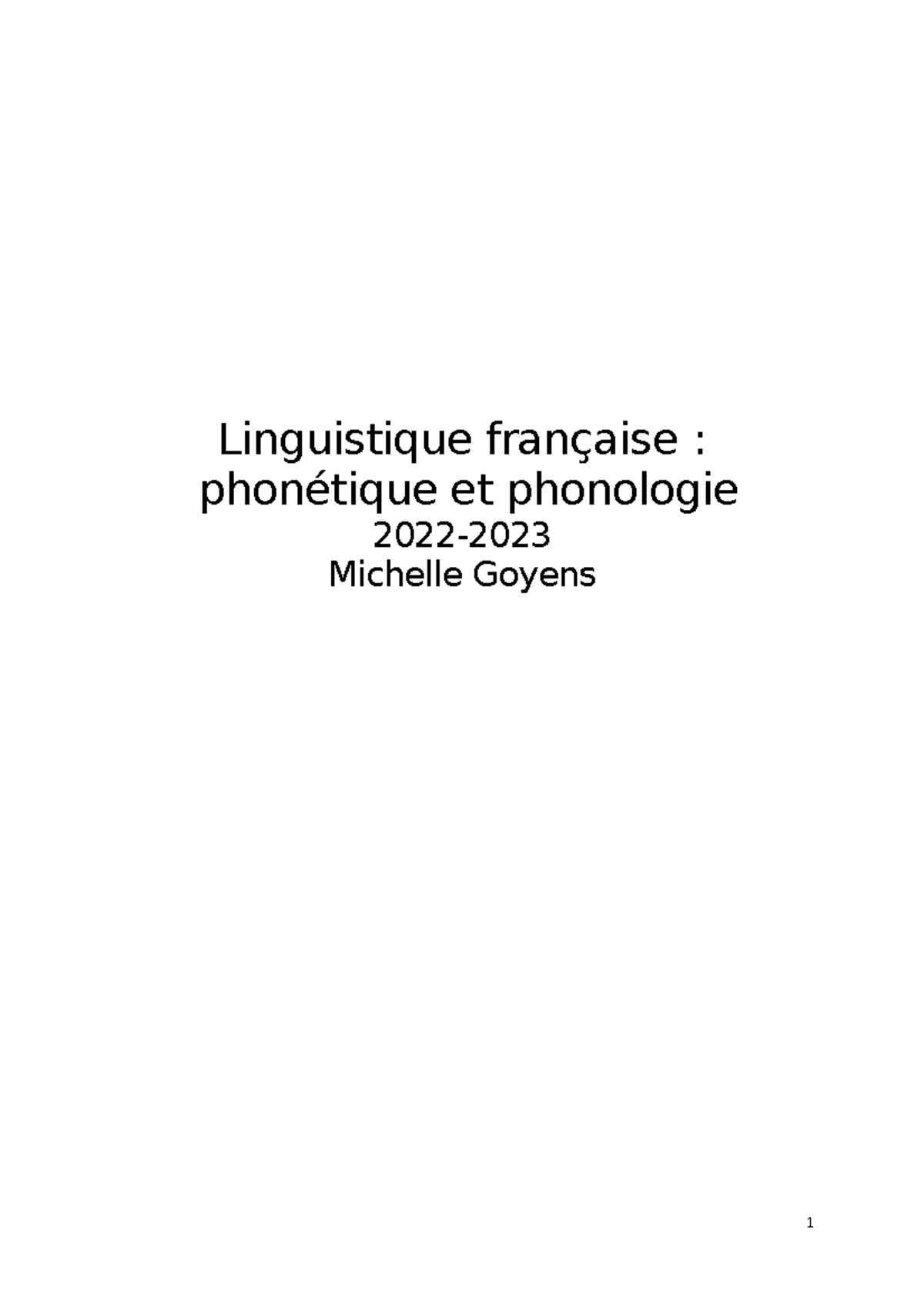 Linguistique Française (phonétique Et Phonologie) - Linguistique ...