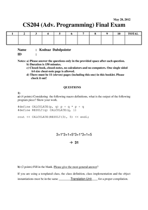 Midterm 2 December 2017, Questions And Answers - December 2, 2017 CS ...