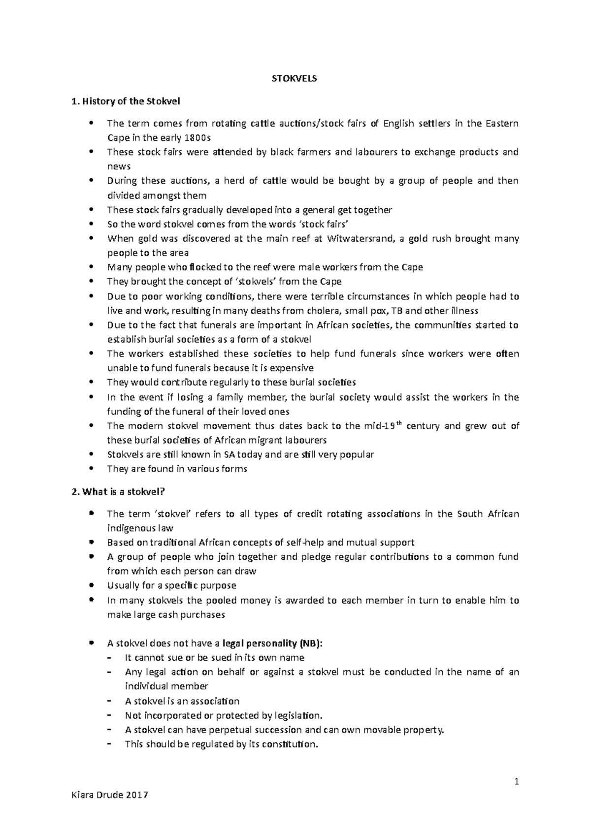 Stokels Notes on stokvels STOKVELS History of the Stokvel The term