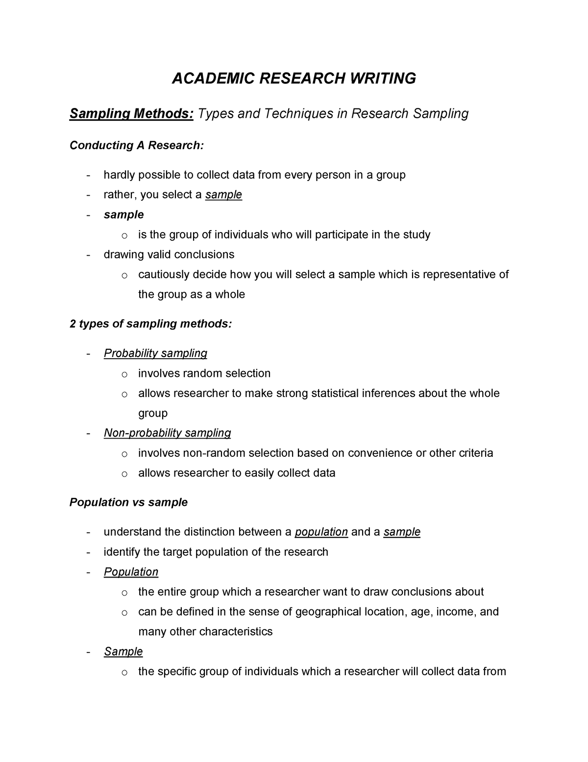 Sampling Methods: Types and Techniques in Research Sampling - ACADEMIC ...