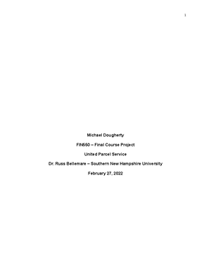 FIN 550 7-1 Milestone Four - 7-1 Final Project Milestone Four ...