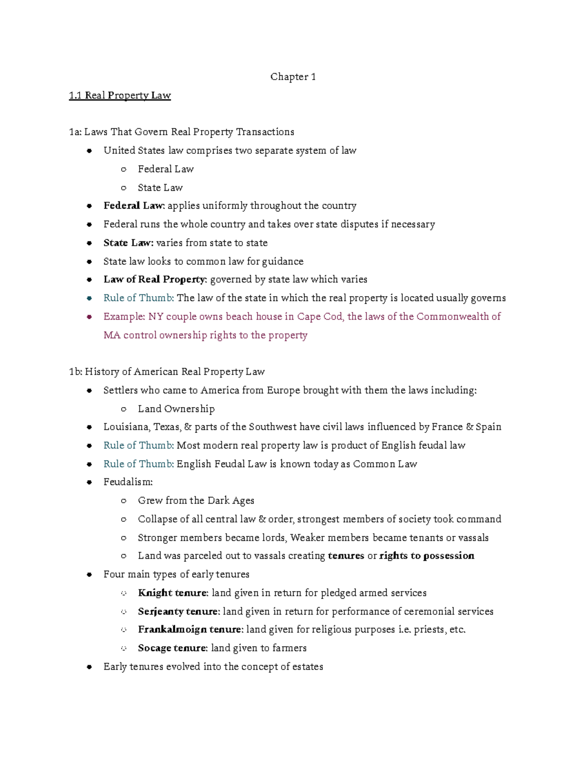 Real Estate Law Chapters 14 Chapter 1 1 Real Property Law 1a Laws That Govern Real