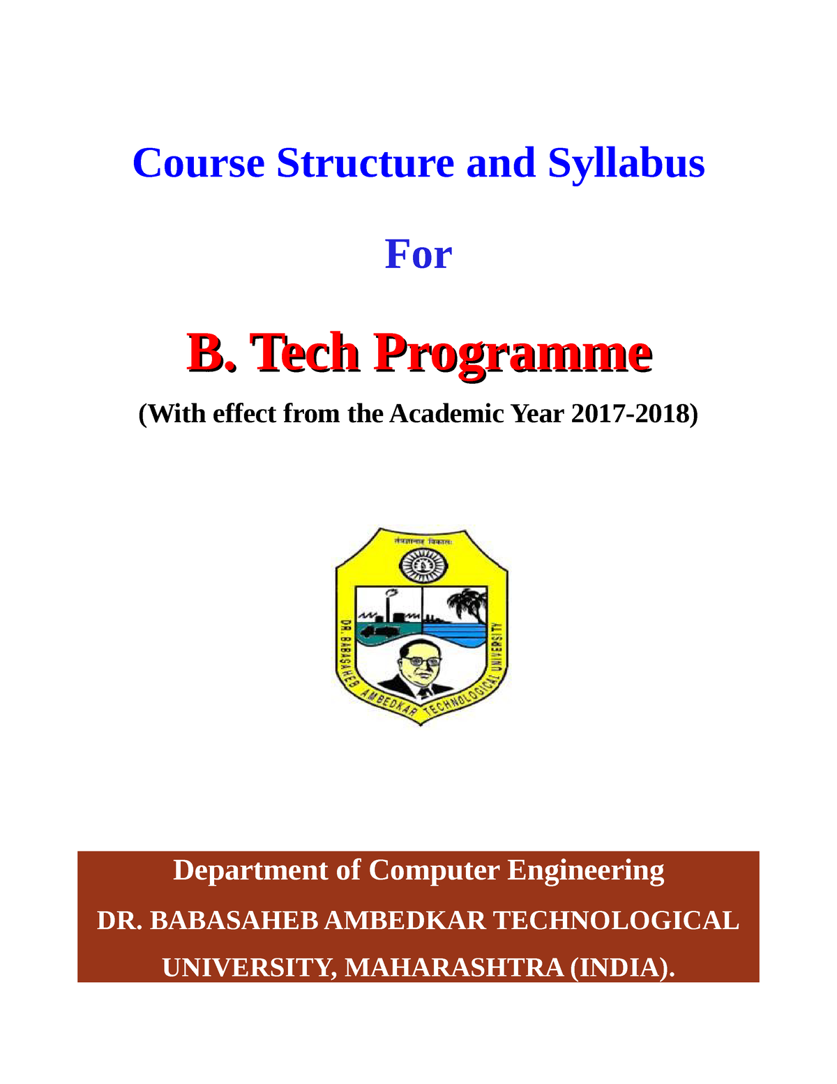 BTech Comp - It Is The Syllabus Of DBATU - Course Structure And ...