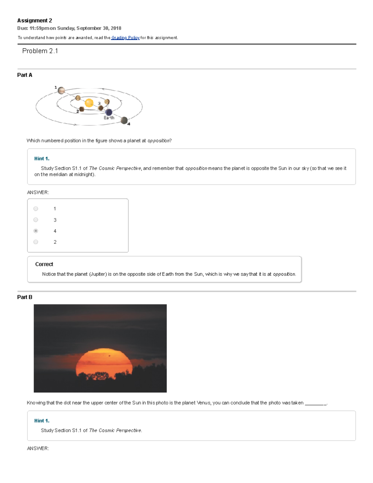 Astronomy ranking task: size and scale exercise #2 answers picture