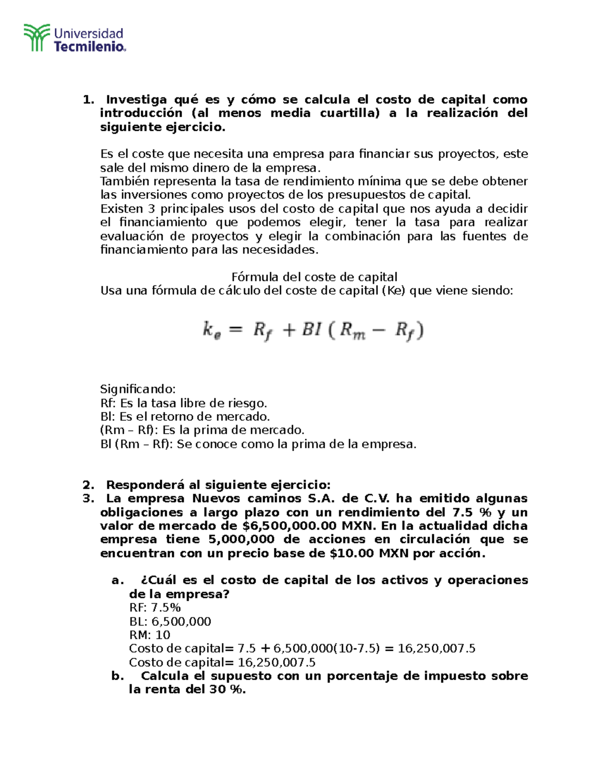 Actividad 13 Costo De Capital Administracion Financiera 1 Investiga