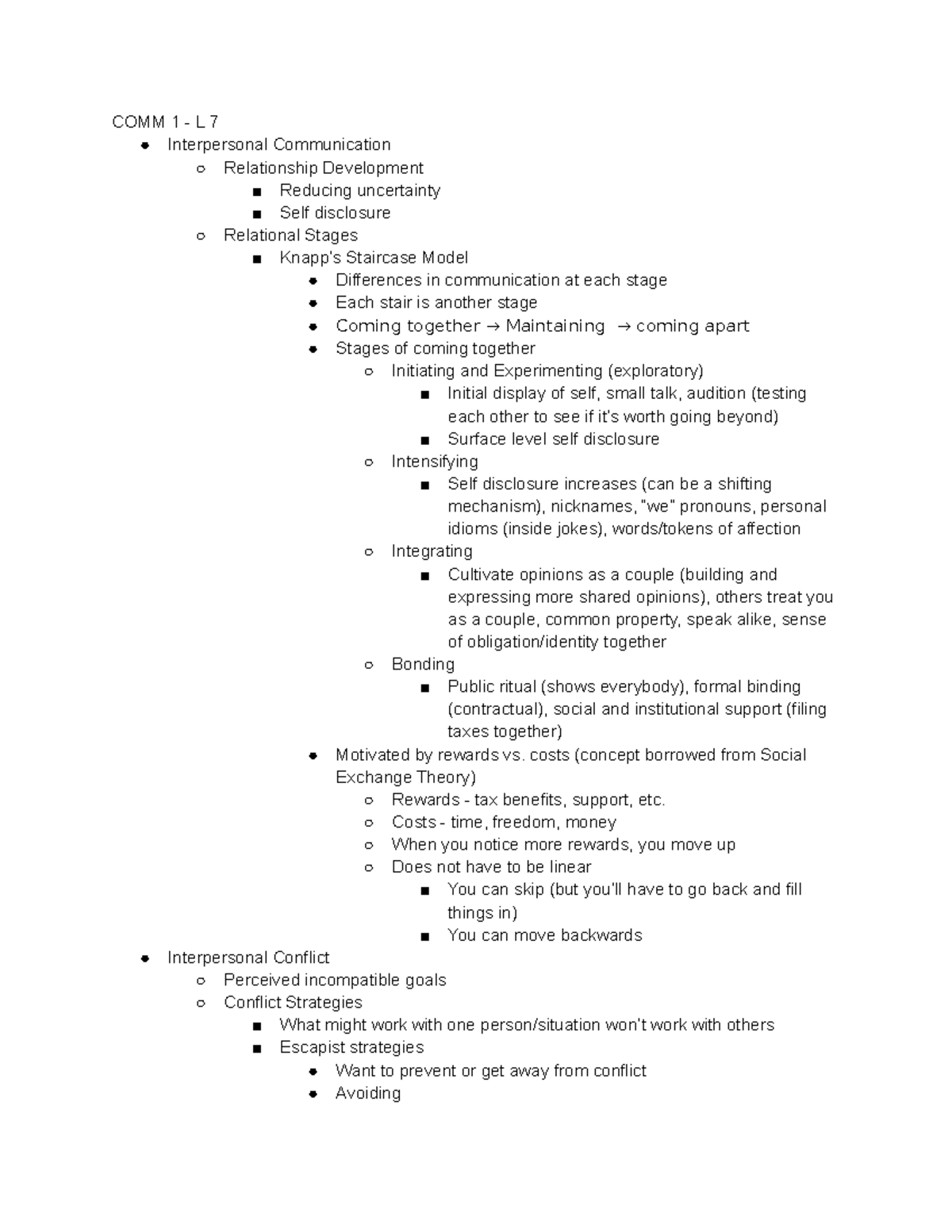 COMM 1 - L 7 - Professor Mullin - COMM 1 - L 7 Interpersonal ...