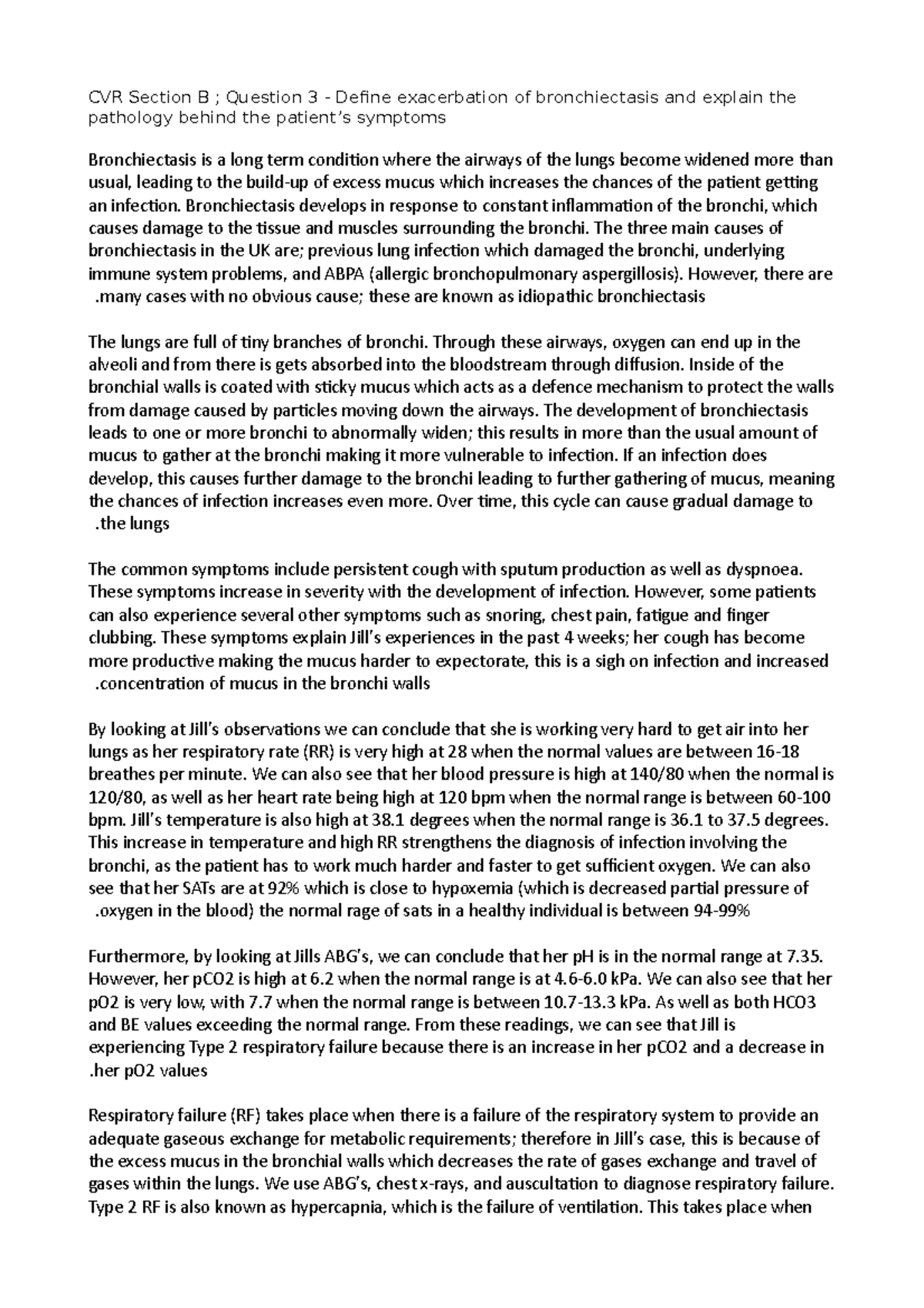 ANATOMY EXAM CVR SECTION+ANSWER CVR Section B ; Question 3 Deine