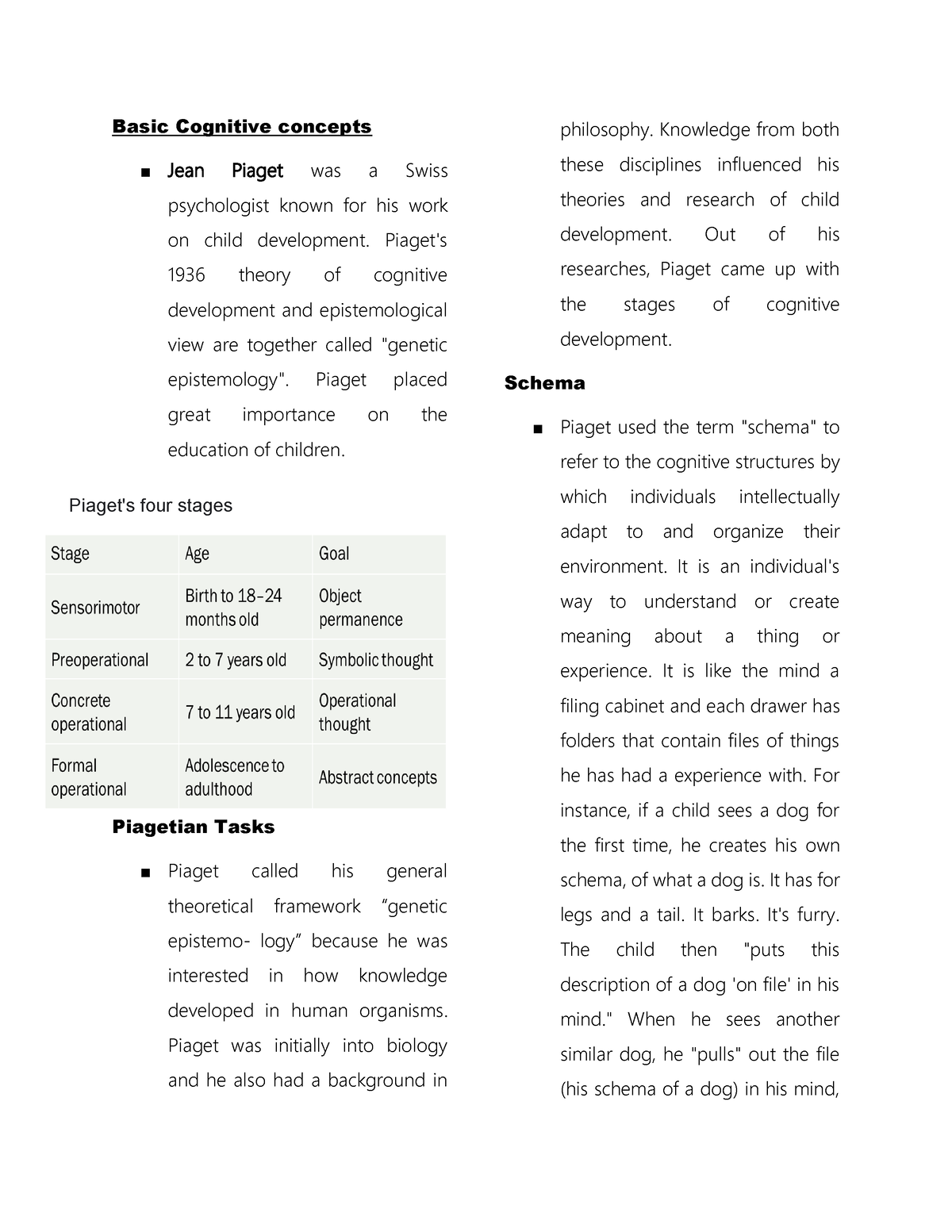 Jean piaget shop basic cognitive concepts