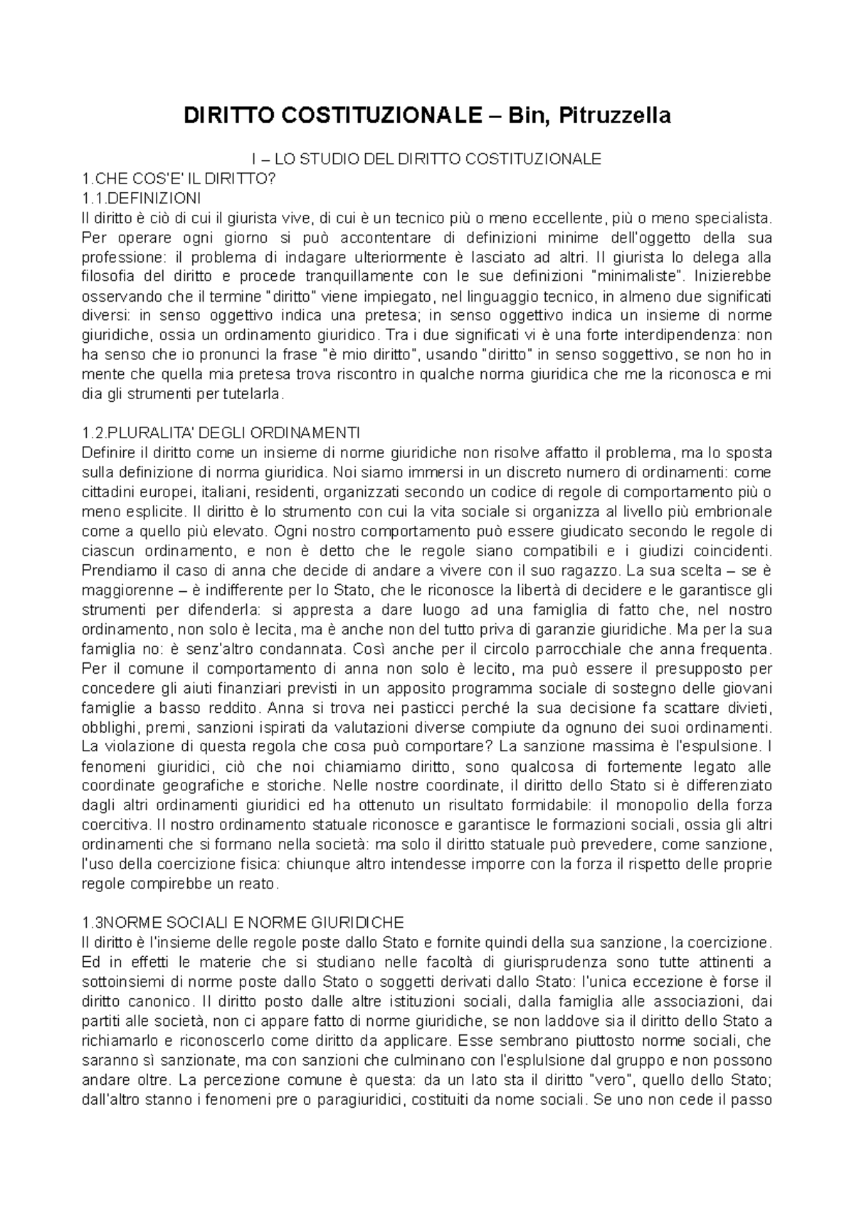 Diritto Costituzionale BIN - DIRITTO COSTITUZIONALE – Bin, Pitruzzella ...