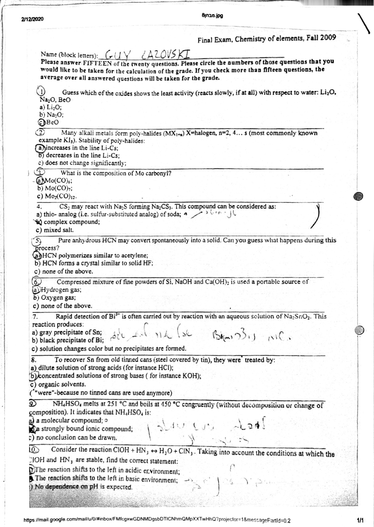 exam-2009-merged-exam-2-12-2020-bnzn-final-exam-chemistry-of