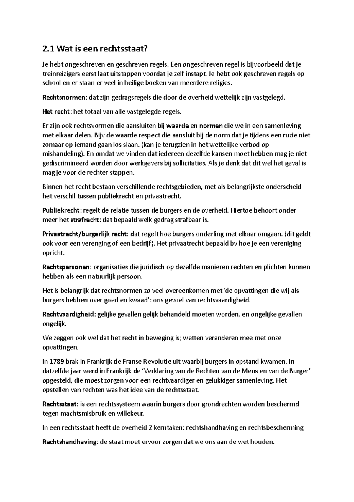 Maatschappijleer Samenvatting - 2 Wat Is Een Rechtsstaat? Je Hebt ...