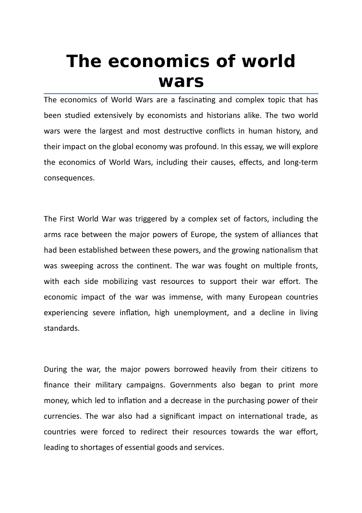 economic war essay