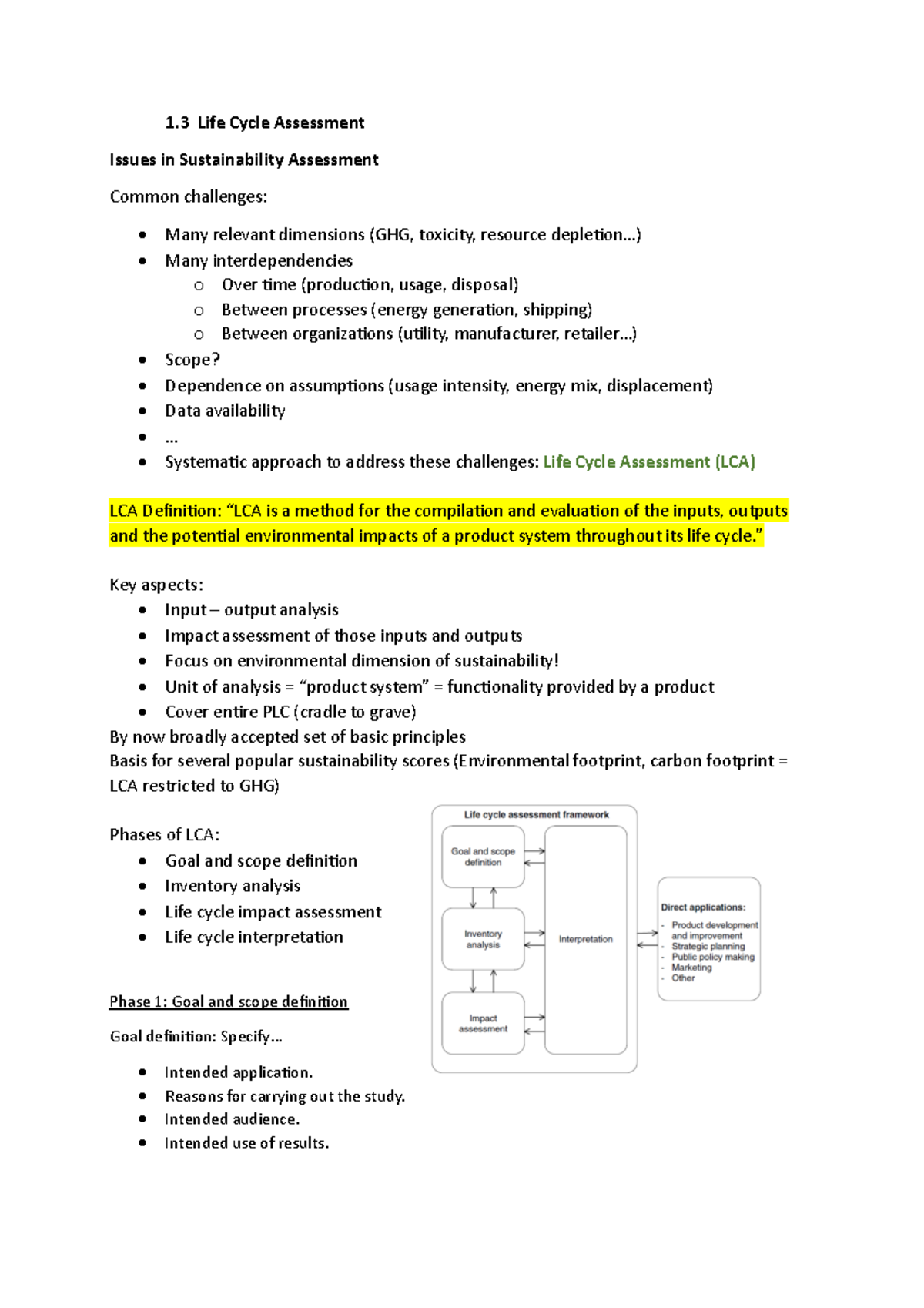 1.3 LCA - LCA - 1 Life Cycle Assessment Issues in Sustainability ...