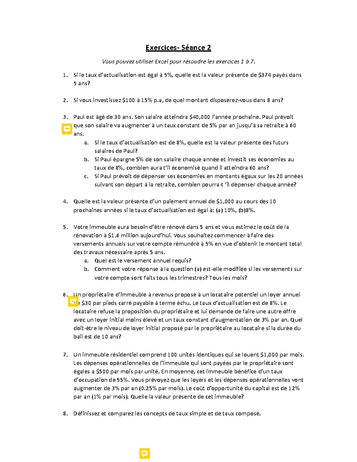 Exercices-seance 2 - EXERCICES A TRAITER A LA MAISON SEANCE 2 ...
