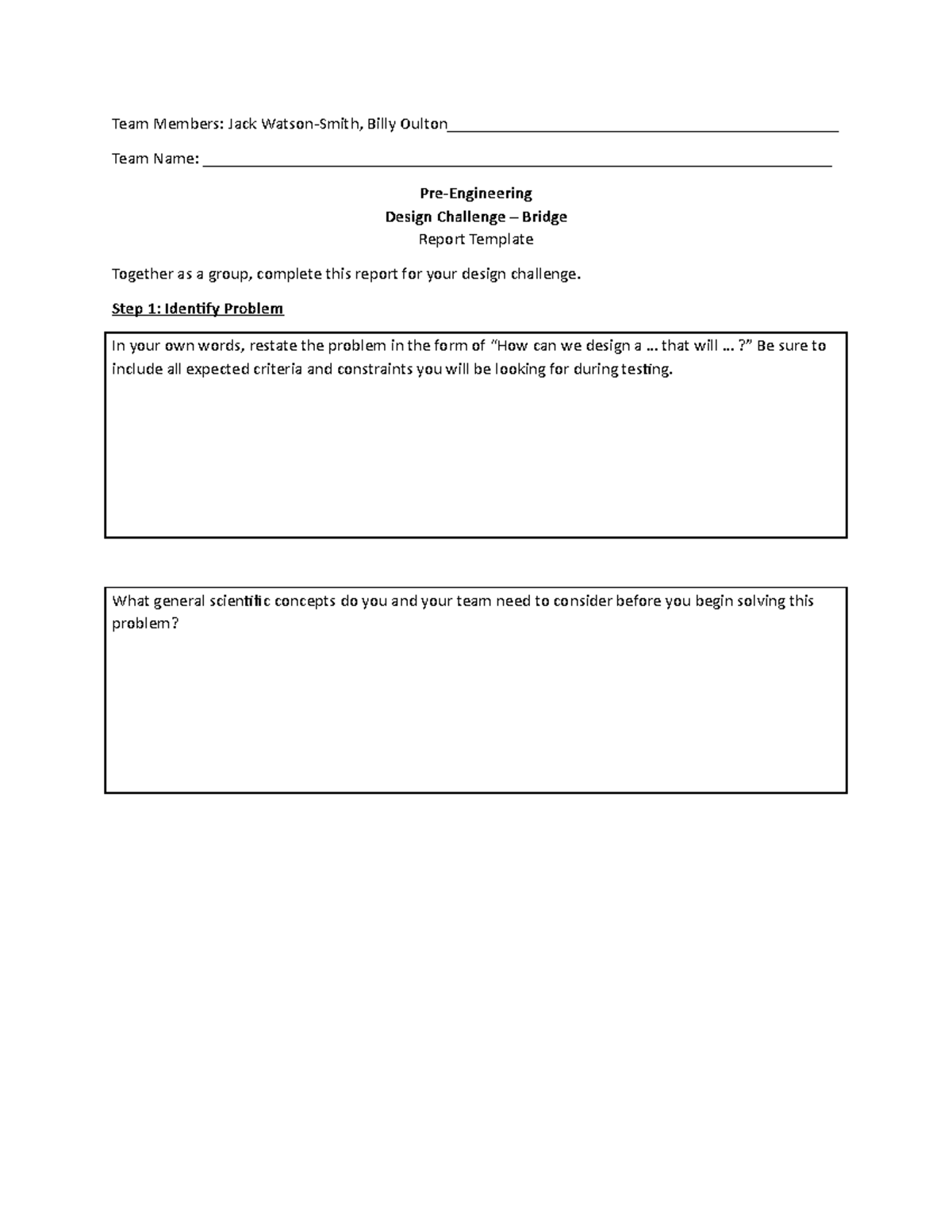 Design Challenge - Bridge Report Template - Team Members: Jack Watson ...