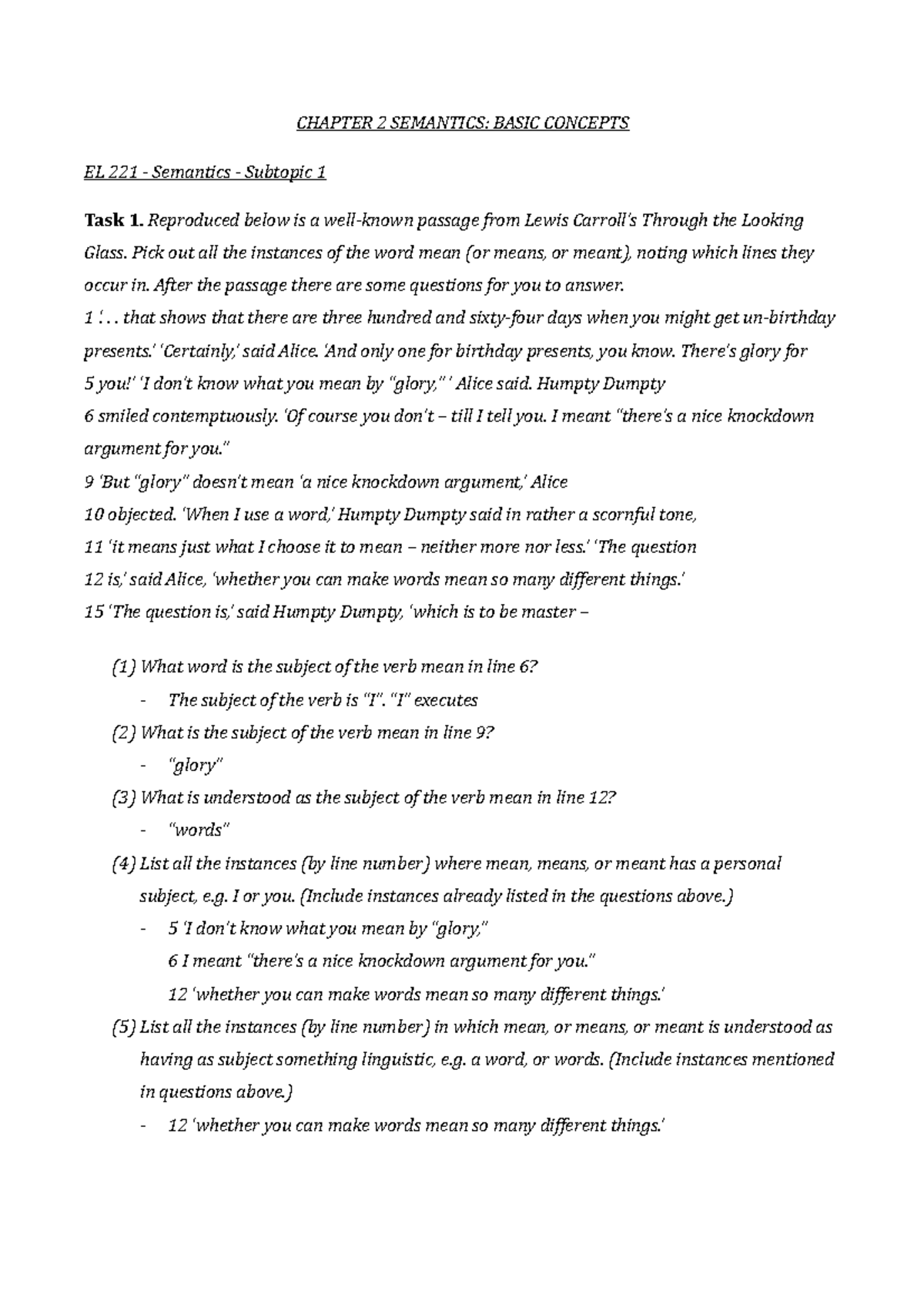 EL 211 Semantics Chapter 2 Subtopic 3 - CHAPTER 2 SEMANTICS: BASIC ...