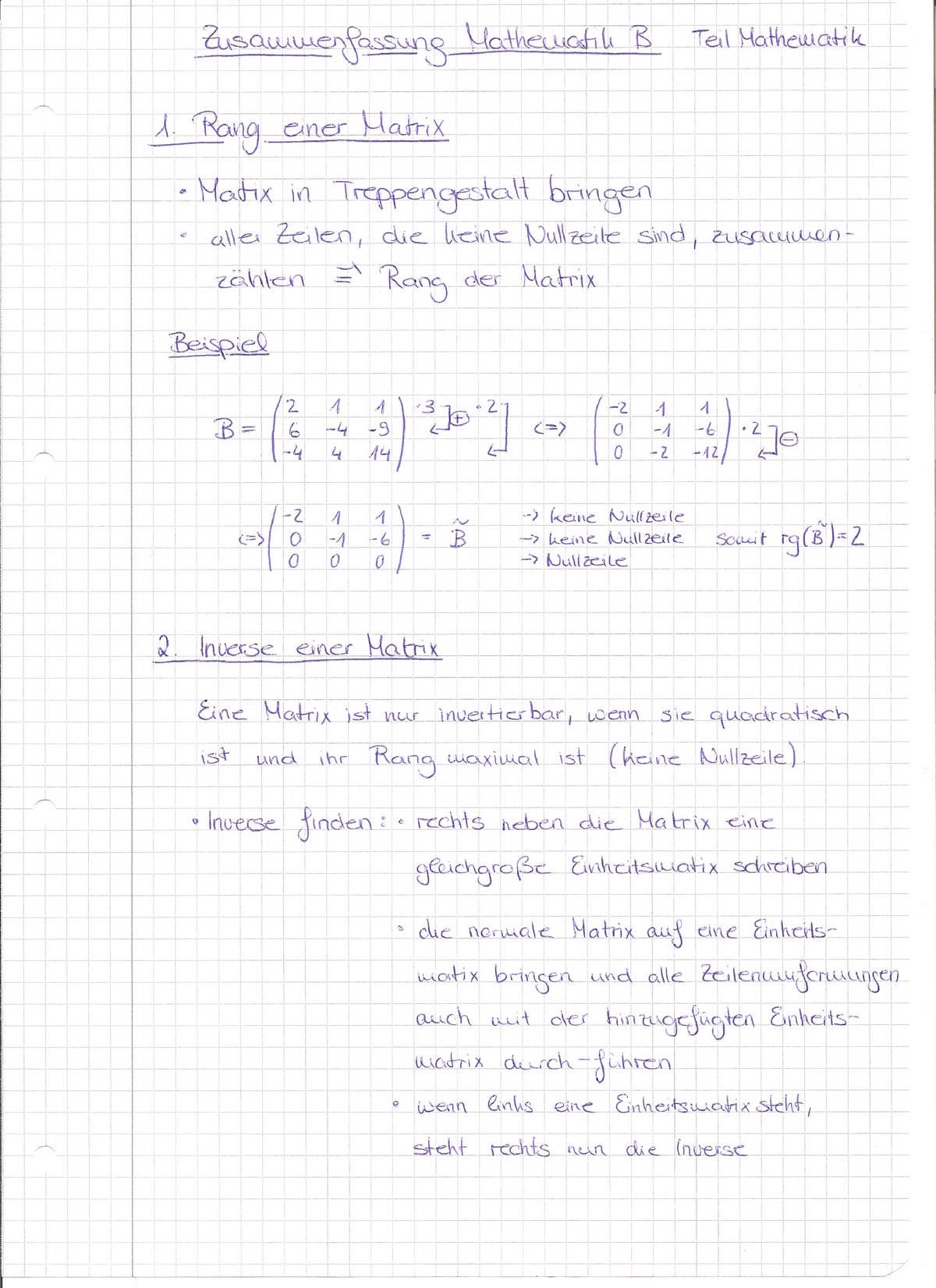 Zusammenfassung Mathematik B Teil Mathematik - I 1 ' 1 1 ! , .. 1 1 ...