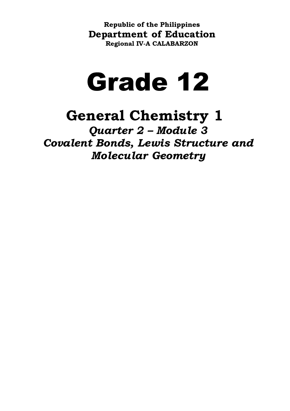 General Chemistry1 Module3 WEEK4 Republic of the