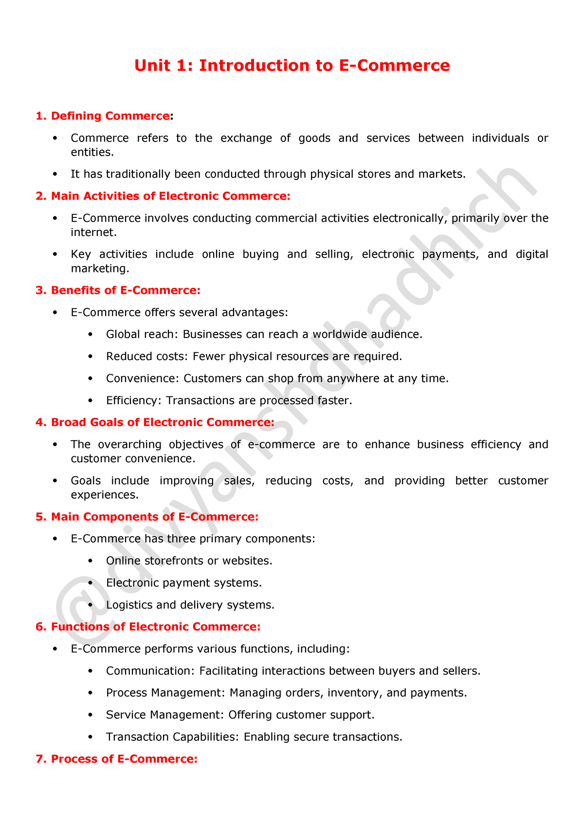 UNIT 1 - Unit 1: Introduction To E-Commerce Defining Commerce: Commerce ...