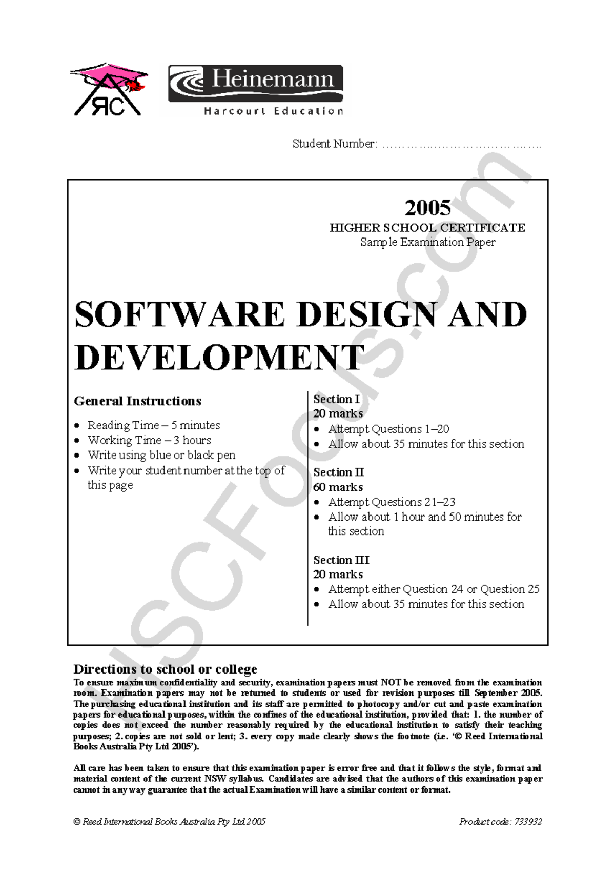 2005 Sample Trial markingguidelines HSCFocus © Reed International