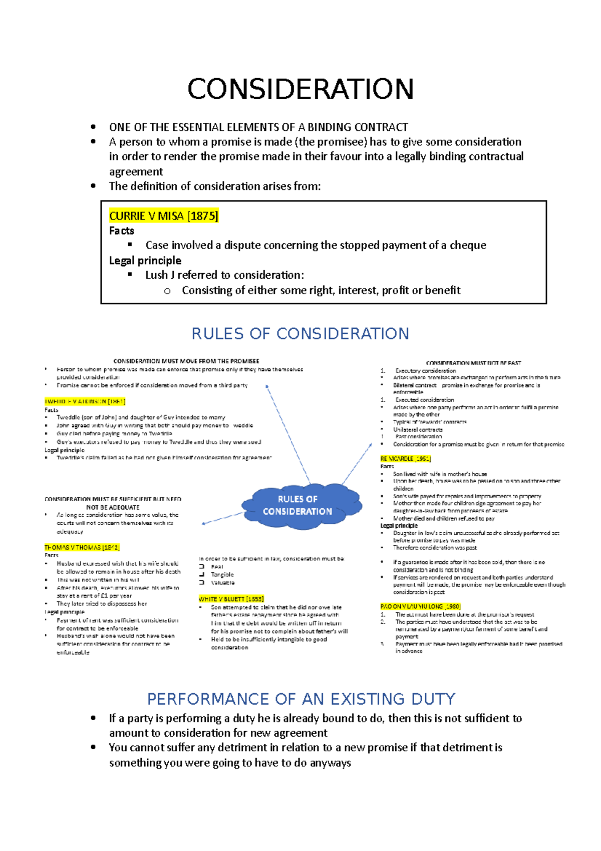 3 - Consideration And Promissory Estoppel Revision - CONSIDERATION ONE ...