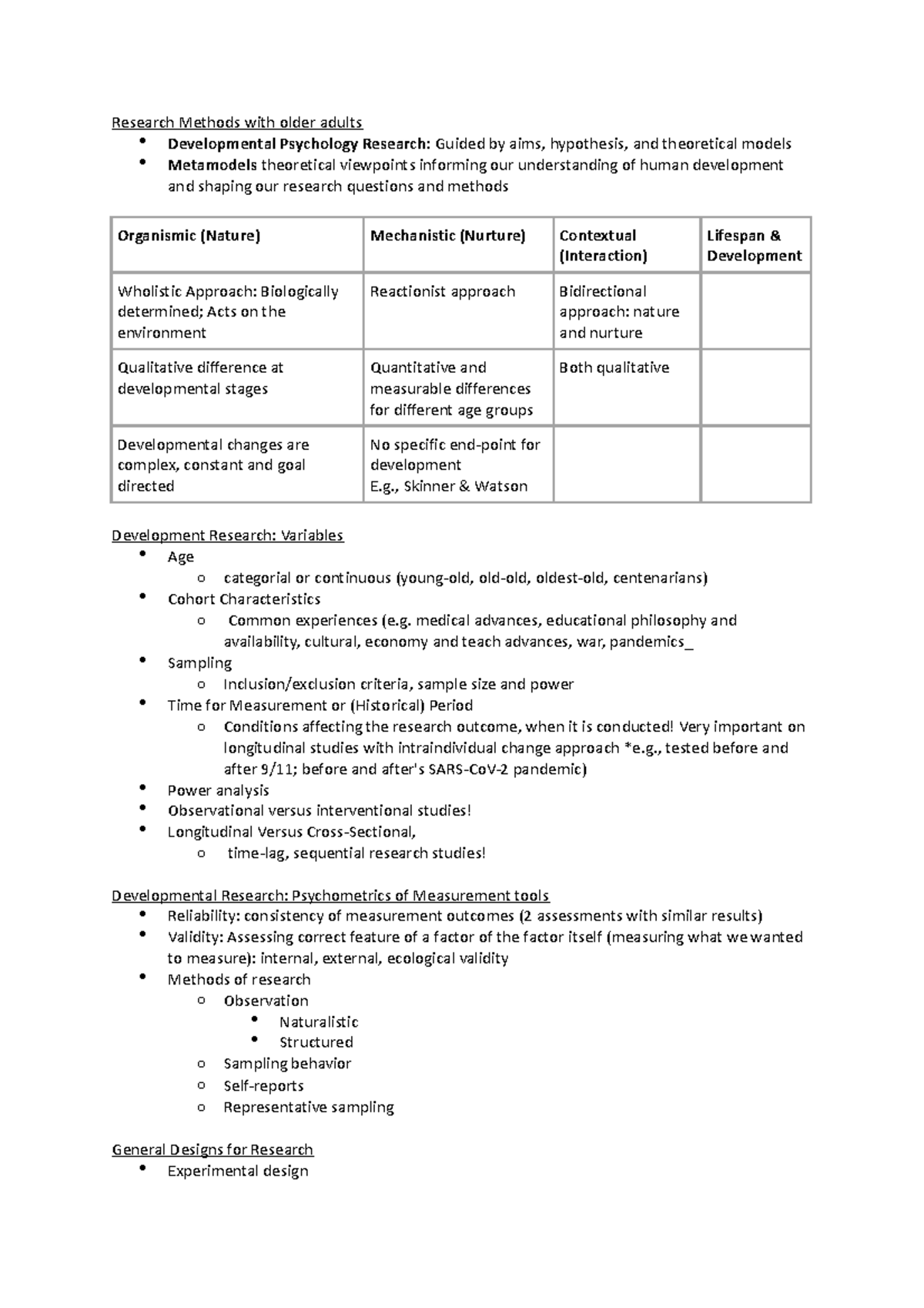 Lecture 2 - Research Methods with older adults Developmental Psychology ...