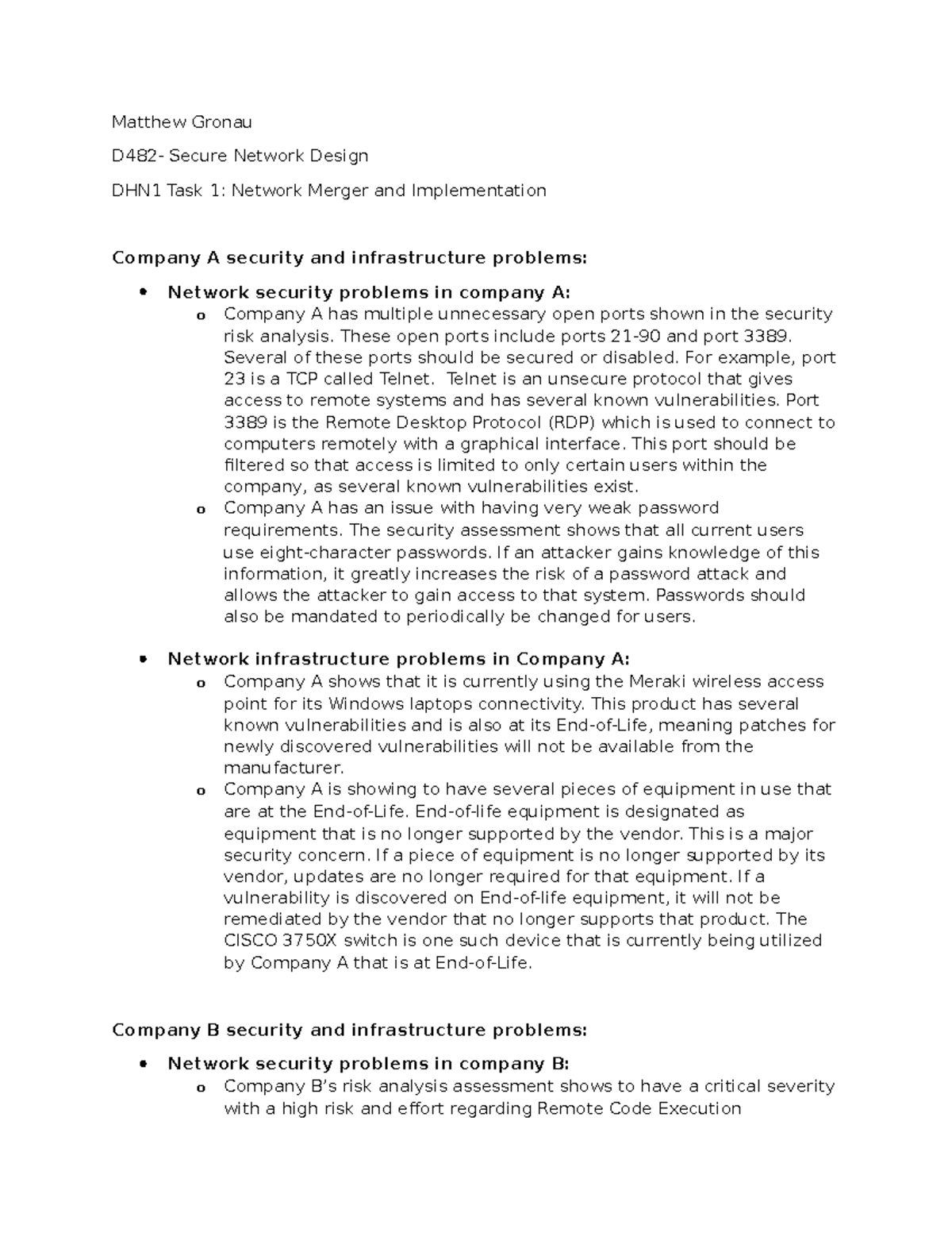 D482 performance assessment Matthew Gronau D482 Secure Network