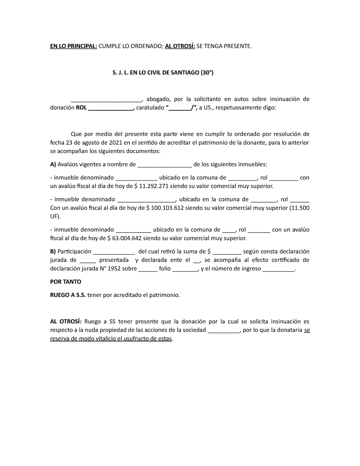 En Lo Principal Escrito En Lo Principal Cumple Lo Ordenado Al OtrosÍ Se Tenga Presente S 5729