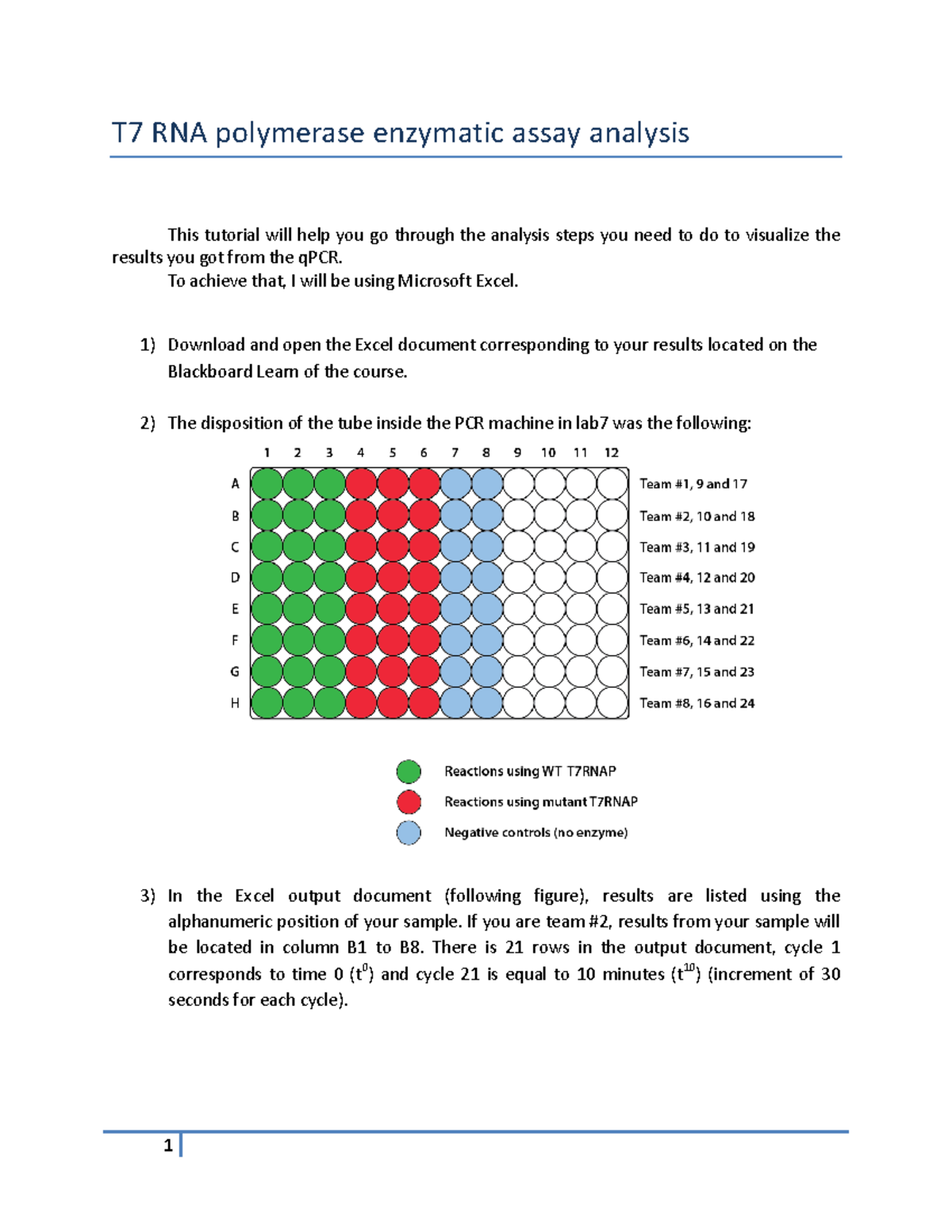 Data analysis Lab7 - T7 RNA polymerase enzymatic assay analysis This ...