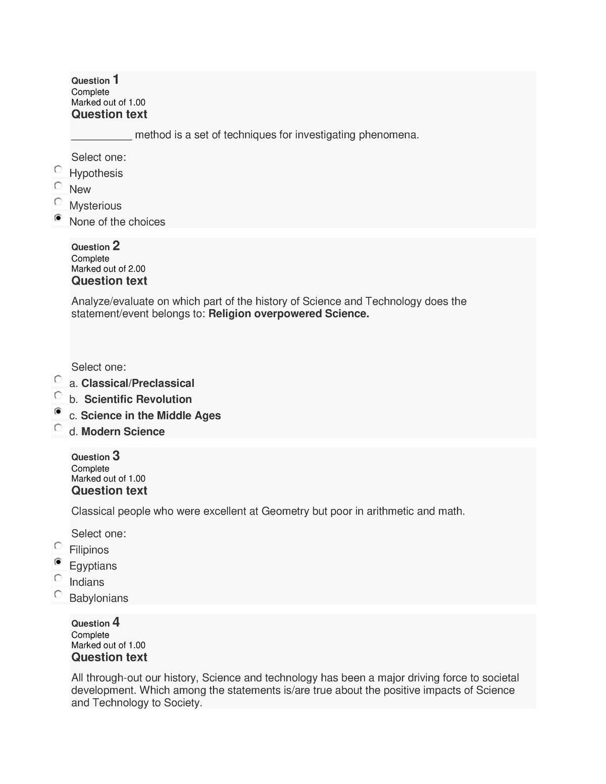 STS- Midterm-EXAM - LECTURE NOTES - Question 1 Complete Marked Out Of 1 ...