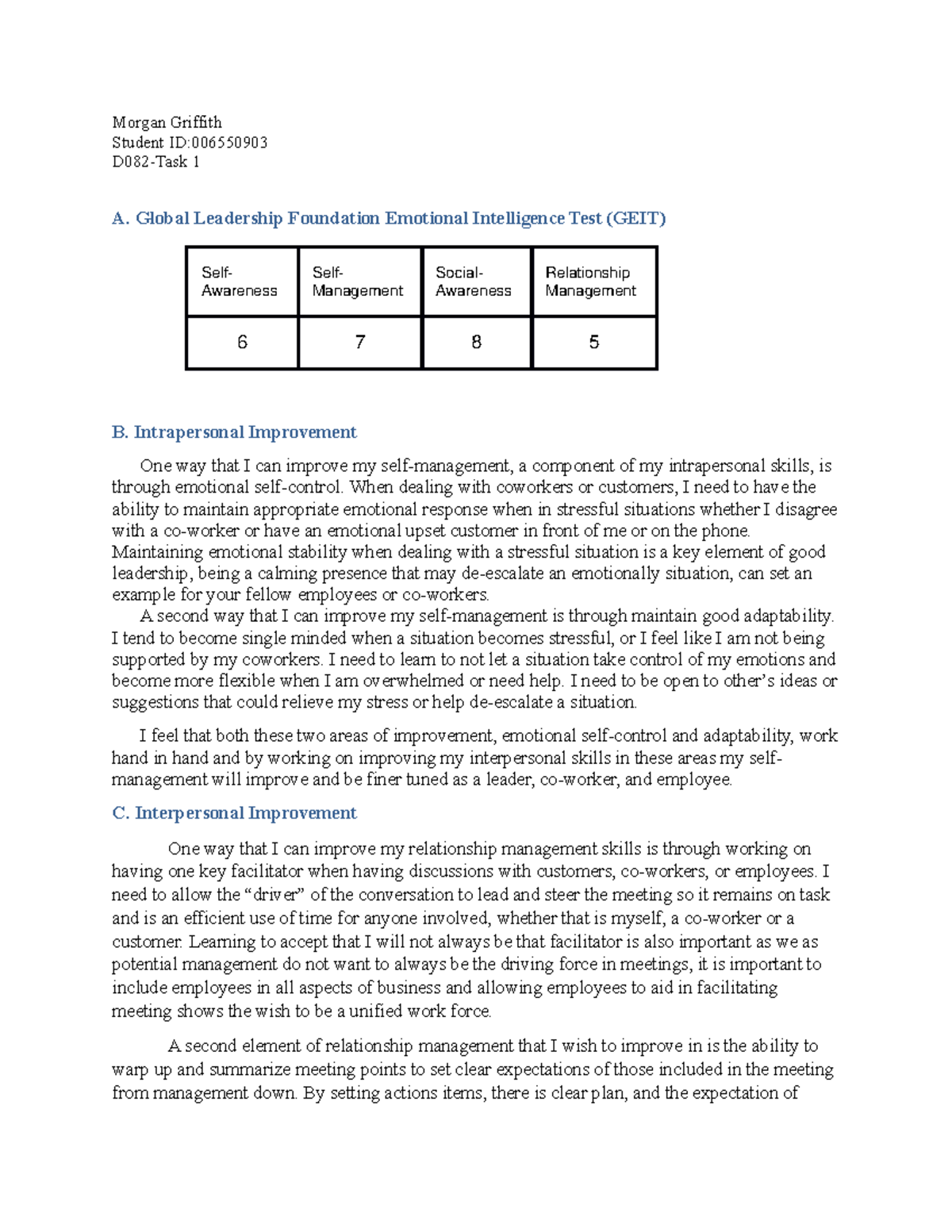 EI And CI D082 Task 1 - D082 - WGU - Studocu