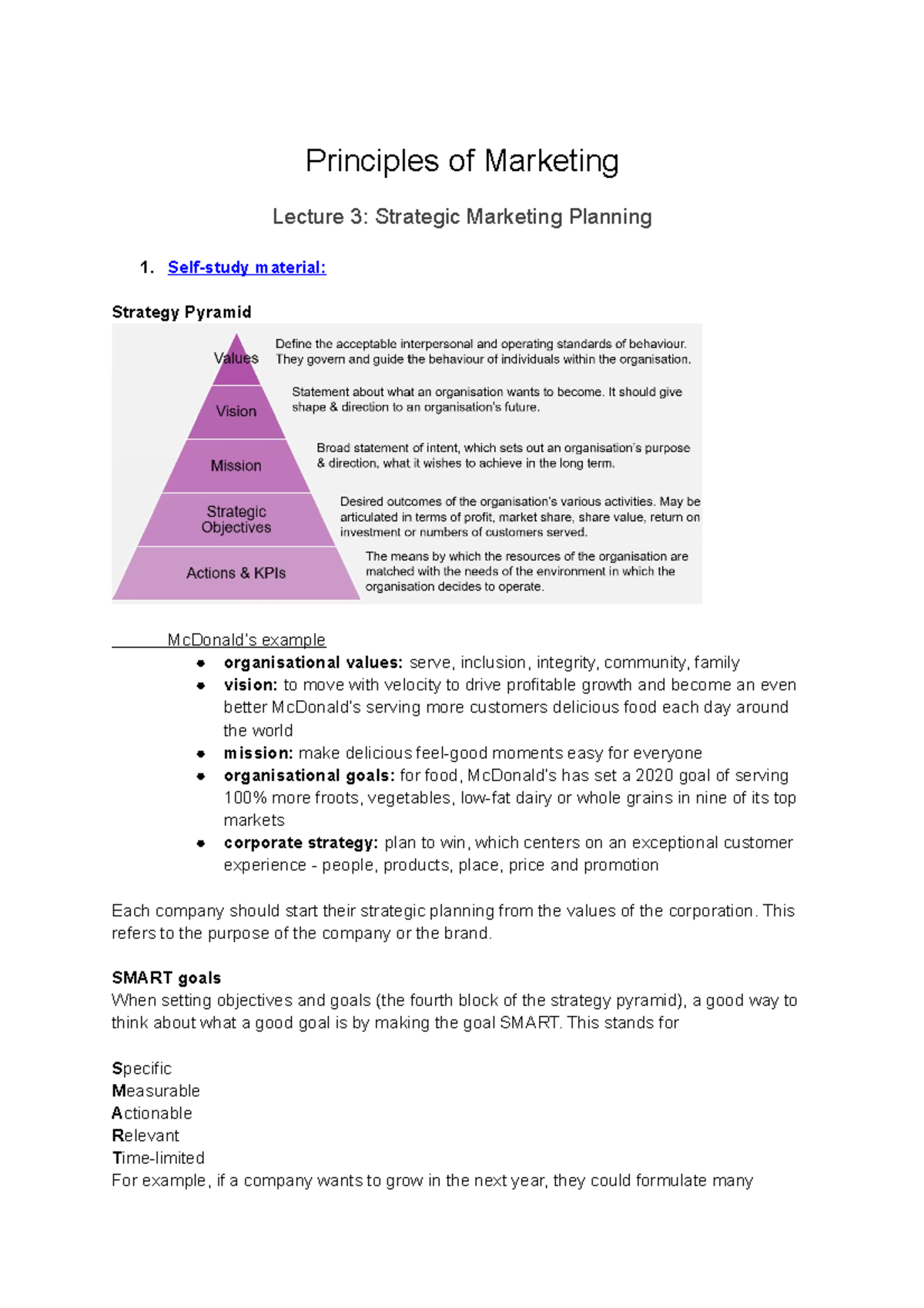 Lecture 3 Strategic Marketing Planning - Principles of Marketing ...