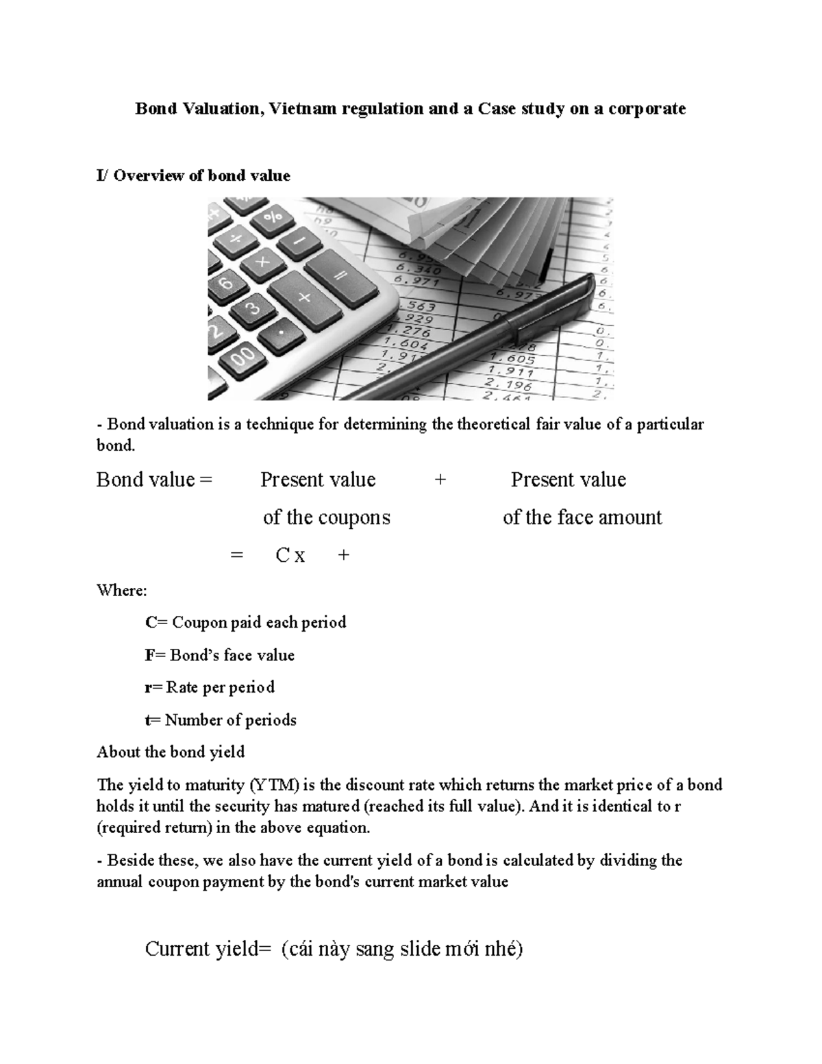 Group 4 - Bond Valuation, Vietnam regulation and a Case study on a ...