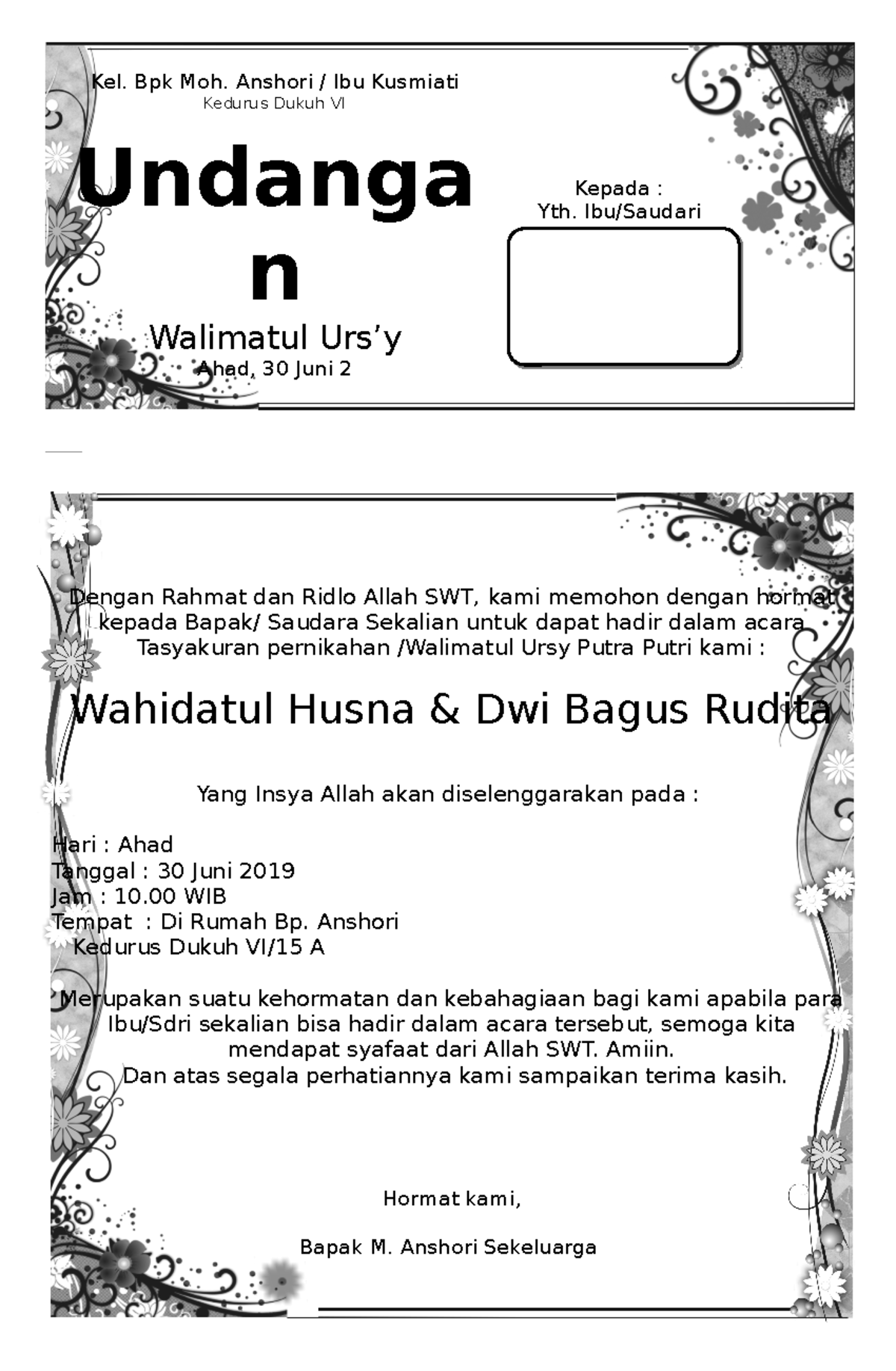 Edit Undangan Walimatul Ursy - Kel. Bpk Moh. Anshori / Ibu Kusmiati ...