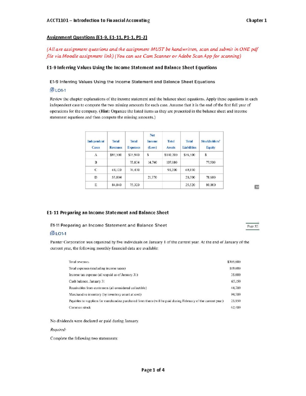 ACCT1101 Questions Chapter 01 - Introduction To Financial Accounting ...