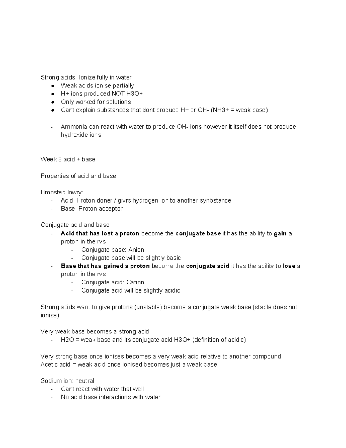 Mod 6 - Notes made in class about module 6 chemistry - Strong acids ...