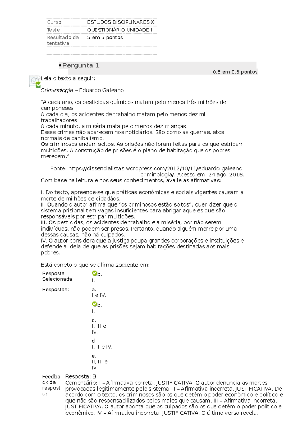 AVALIAÇAO ESTUDOS DISCIPLINARES X I VANDERLEIA - Segurança do Trabalho