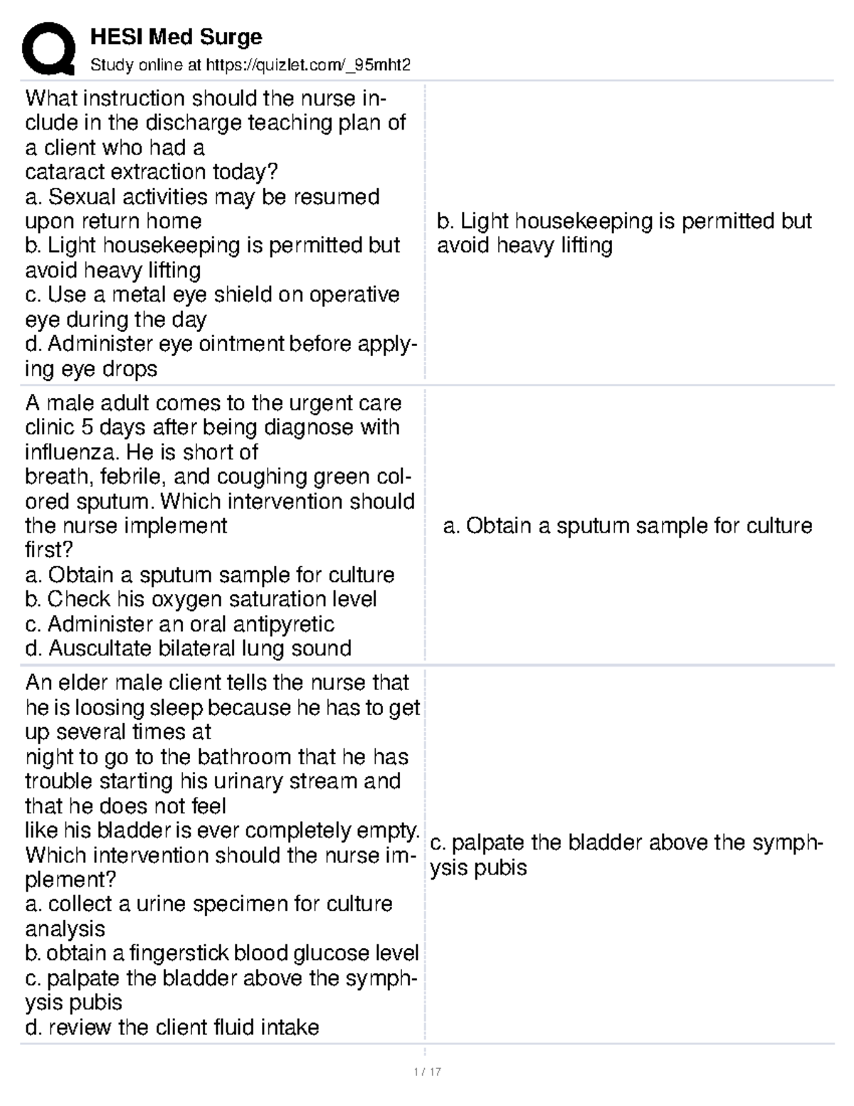 52 HESI Q Lab Study online at quizlet/_95mht What instruction